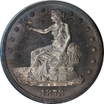 Breathtakingly beautiful 1878 superb gem Proof Trade dollar (Obverse).